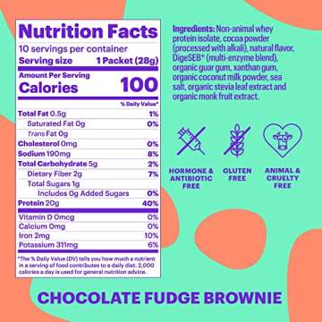Natreve MOOLESS Animal Free Whey Protein Powder - 20g Lactose Free, Protein Powder with Amino Acids - Fudge Brownie, 10 Servings