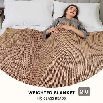 L'AGRATY Knitted Weighted Blanket - 60"x80" 15lbs Cooling Chunky Knit Heavy Blanket for Adults Braid...