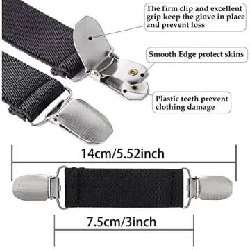 Zkptops 3 Pairs Winter Mitten Clips Elastic Stainless Steel Gloves Clips for Toddler Kids Baby Adults Mitten Clips Clothing Dress Cinch Clips Shirt Waist Shawl Sweater Clips for Women (Black)