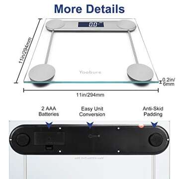 400lb / 180kg Digital Body Weight Bathroom Scale, High Precision Weighing Scale with Step-On Technology, Tempered Right Angle Glass Balance Platform and Backlight Display