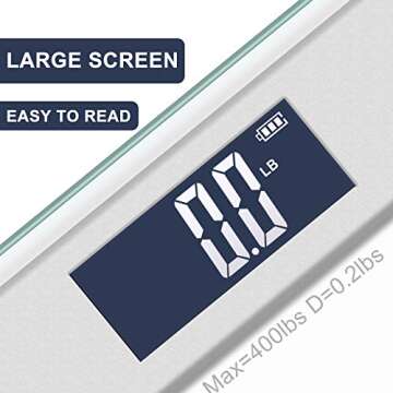 400lb / 180kg Digital Body Weight Bathroom Scale, High Precision Weighing Scale with Step-On Technology, Tempered Right Angle Glass Balance Platform and Backlight Display