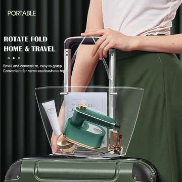 Handheld Mini Garment Steamer, Foldable Steamer Iron for Clothes, 356℉ High Temperature Ironing, Both Dry & Wet Ironing, for Home Travel & Business