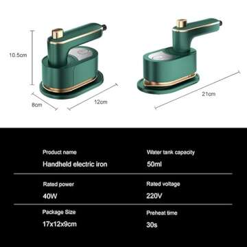 Handheld Mini Garment Steamer, Foldable Steamer Iron for Clothes, 356℉ High Temperature Ironing, Both Dry & Wet Ironing, for Home Travel & Business