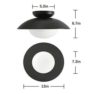 Pirxxiy Soft Black 13-INCH Diameter Semi Flush Mount Ceiling Light Fixture, UFO Style, Modern Farmho...