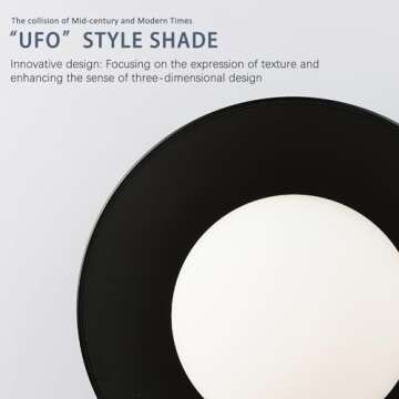 Pirxxiy Soft Black 13-INCH Diameter Semi Flush Mount Ceiling Light Fixture, UFO Style, Modern Farmhouse Light for Bedroom, Entryway, Kitchen, Living Room