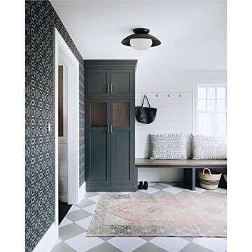 Pirxxiy Soft Black 13-INCH Diameter Semi Flush Mount Ceiling Light Fixture, UFO Style, Modern Farmhouse Light for Bedroom, Entryway, Kitchen, Living Room