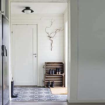 Pirxxiy Soft Black 13-INCH Diameter Semi Flush Mount Ceiling Light Fixture, UFO Style, Modern Farmhouse Light for Bedroom, Entryway, Kitchen, Living Room