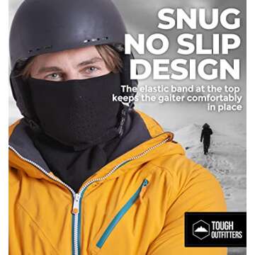 Tough Headwear Fleece Gaiter Face Mask - Motorcycle Gator Cold Weather Gear - Winter Half Mask Neck Warmer Snood for Skiing & Snowboard