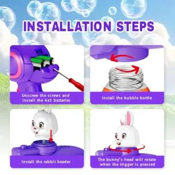 Easter Bunny Bubble Gun, Leak-Proof & Rich Bubble Rabbit Bubble Blower, Portable Bubble Maker with Refill Solution for Kids Ages 4-8, Birthday Party Gifts, Outdoor, Easter