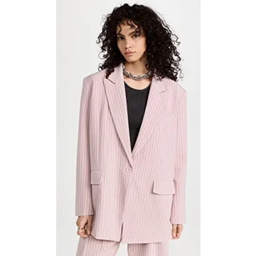 Stylish Lioness Women's NYC Blazer in Pink Pinstripe