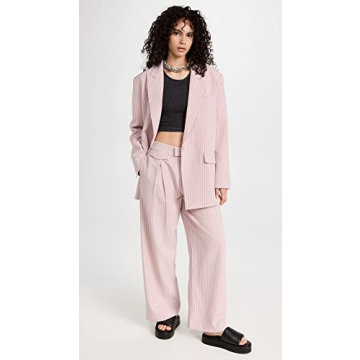 Stylish Lioness Women's NYC Blazer in Pink Pinstripe