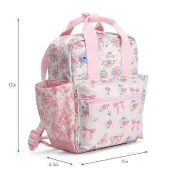Itzy Ritzy Toddler Backpack - Daycare Bag - Features Adjustable Shoulder Straps, 2 Side Pockets & Spacious Interior with Wipeable Fabric Lining & Name Label, Ribbons & Roses Backpack