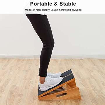 StrongTek Extra Large Wooden Slant Board, Adjustable Incline Board and Calf Stretcher, Stretch Board, Extra Side Handle 16 X 18 Inches, 5 Positions (500 LB Capacity)