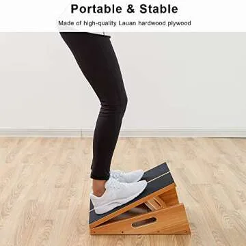 StrongTek Extra Large Wooden Slant Board, Adjustable Incline Board and Calf Stretcher, Stretch Board, Extra Side Handle 16 X 18 Inches, 5 Positions (500 LB Capacity)