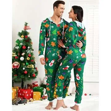 Zhitunemi Adult Christmas Pajamas Family Jumpsuit