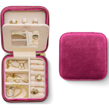 Benevolence LA Plush Velvet Jewelry Box | Travel Jewelry Case Organizer with Mirror | Featured in Op...