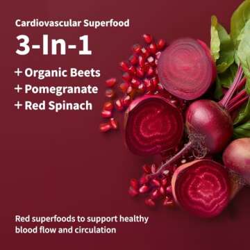 Snap Supplements Heart Beets, USDA Organic Beet Root Powder, 3-in-1 Cardiovascular Superfood, Suppor...