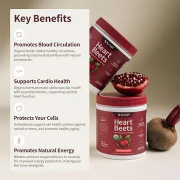 Snap Supplements Heart Beets, USDA Organic Beet Root Powder, 3-in-1 Cardiovascular Superfood, Support Healthy Blood Pressure and Heart Health, 250g