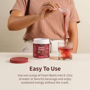 Snap Supplements Heart Beets, USDA Organic Beet Root Powder, 3-in-1 Cardiovascular Superfood, Support Healthy Blood Pressure and Heart Health, 250g