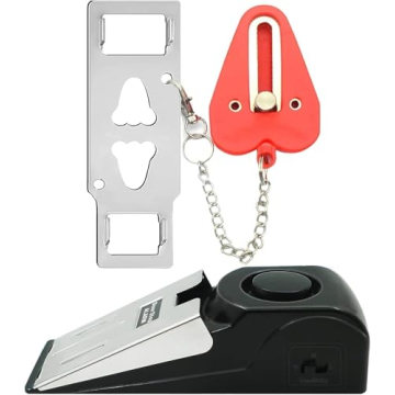 Portable Door Lock & Door Stop Alarm Set - Travel Security Kit for Home and Hotel Use