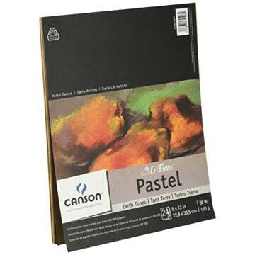 Canson Artist Series Mi-Teintes Pastel Paper, Earth Tones, Foldover Pad, 9x12 inches, 24 Sheets (98lb/160g) - Artist Paper for Adults and Students, Beige