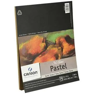 Canson Artist Series Mi-Teintes Pastel Paper, Earth Tones, Foldover Pad, 9x12 inches, 24 Sheets (98lb/160g) - Artist Paper for Adults and Students, Beige