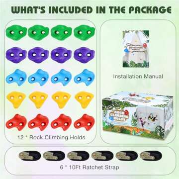 TOPNEW 20 Ninja Tree Climbing Holds for Kids Climber, Adult Climbing Rocks with 6 Ratchet Straps for...