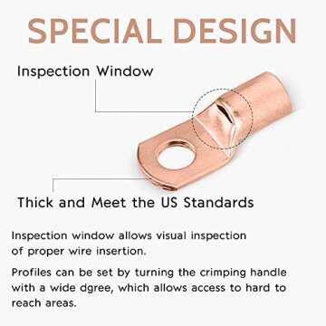 Tsinglax 120Pcs Copper Wire Lugs AWG2 4 6 8 10 12 with Heat Shrink Set, 60Pcs Battery Cable Lugs Battery Cable Ends Ring Terminals Connectors with 60Pcs Heat Shrink Tubing Assortment Kit