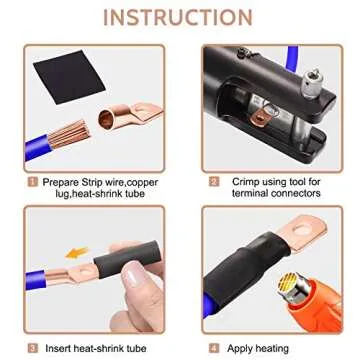 Tsinglax 120Pcs Copper Wire Lugs AWG2 4 6 8 10 12 with Heat Shrink Set, 60Pcs Battery Cable Lugs Battery Cable Ends Ring Terminals Connectors with 60Pcs Heat Shrink Tubing Assortment Kit