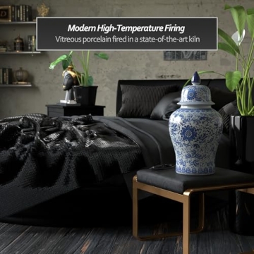 Red Lantern Decorative Jar - Elegant 18" Floral Blue Vase