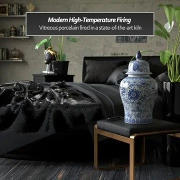 Red Lantern Decorative Jar - Elegant 18" Floral Blue Vase