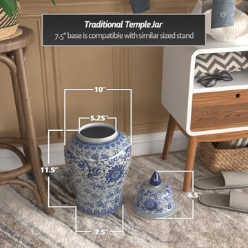 Red Lantern Decorative Jar - Elegant 18" Floral Blue Vase