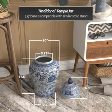 Red Lantern Decorative Jar - Elegant 18" Floral Blue Vase