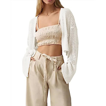 Bigeoosh Cropped Cardigan Sweaters for Women - Lightweight Summer Knit Outerwear
