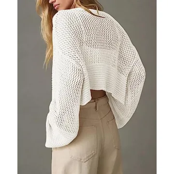 Bigeoosh Women's Lightweight Open Front Cropped Cardigan