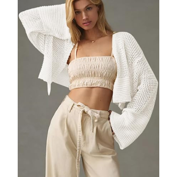 Bigeoosh Women's Lightweight Open Front Cropped Cardigan