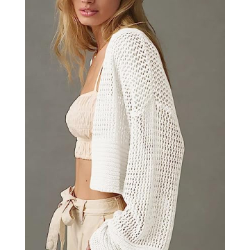 Bigeoosh Women's Lightweight Open Front Cropped Cardigan