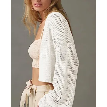 Bigeoosh Women's Lightweight Open Front Cropped Cardigan