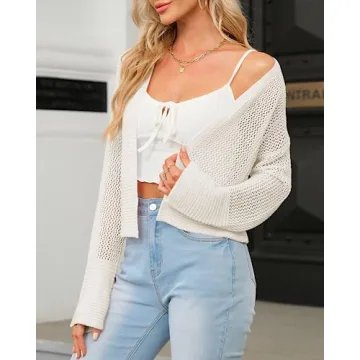 Bigeoosh Women's Lightweight Open Front Cropped Cardigan