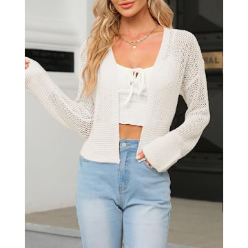 Bigeoosh Women's Lightweight Open Front Cropped Cardigan