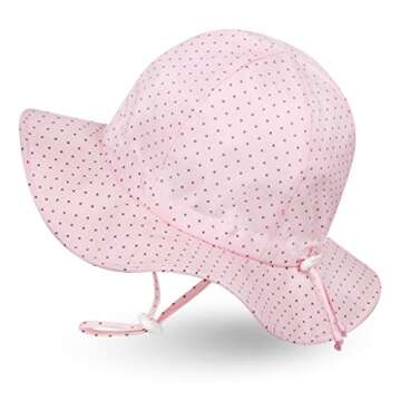 Ami&Li tots Baby Sun Hat Unisex Child Adjustable Wide Brim Sun Protection Hat UPF 50 Sunhat for Baby Girl Boy Infant Kids Toddler (M: 9 Months-4 Years, Polkadot Pink)