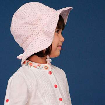 Ami&Li tots Baby Sun Hat Unisex Child Adjustable Wide Brim Sun Protection Hat UPF 50 Sunhat for Baby Girl Boy Infant Kids Toddler (M: 9 Months-4 Years, Polkadot Pink)