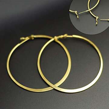 Gold Hoop Earrings Set 2.36" Stainless Steel for Women