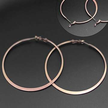 Gold Hoop Earrings Set 2.36" Stainless Steel for Women