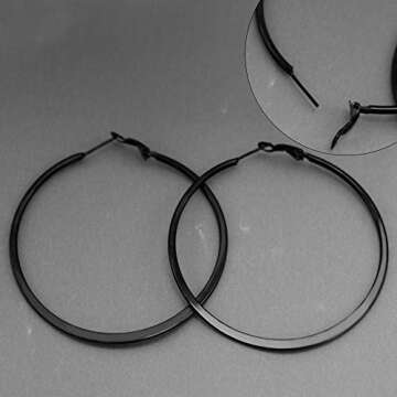 Gold Hoop Earrings Set 2.36" Stainless Steel for Women