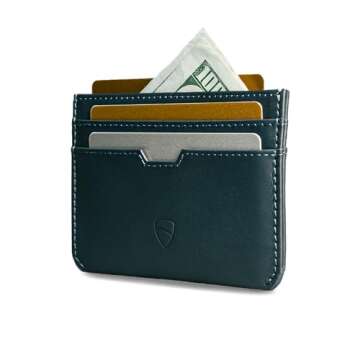 Vaultskin MOORGATE Slim Card Holder - Minimalist Leather Wallet, RFID Blocking Sleeve, Fits Front Po...
