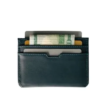 Vaultskin MOORGATE Slim Card Holder - Minimalist Leather Wallet, RFID Blocking Sleeve, Fits Front Pocket, for Men and Women (Midnight Navy)