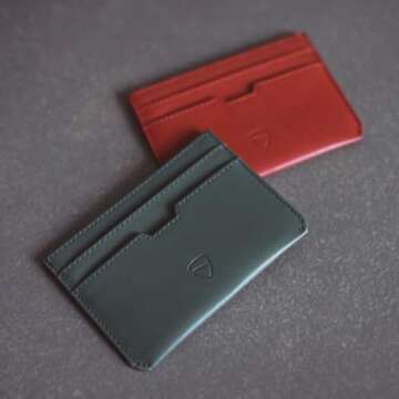 Vaultskin MOORGATE Slim Card Holder - Minimalist Leather Wallet, RFID Blocking Sleeve, Fits Front Pocket, for Men and Women (Midnight Navy)