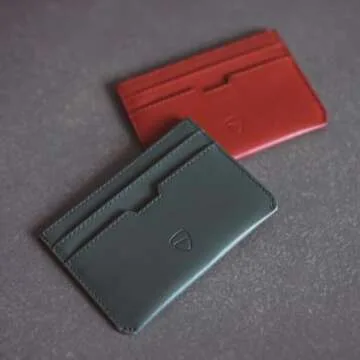 Vaultskin MOORGATE Slim Card Holder - Minimalist Leather Wallet, RFID Blocking Sleeve, Fits Front Pocket, for Men and Women (Midnight Navy)