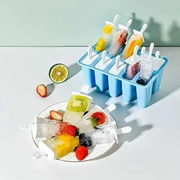 Popsicle Molds Silicone Ice Pop Makers - Easy Release 10 Cavities